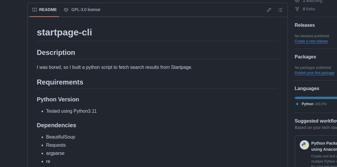 StartPage search engine CLI tool written in Python